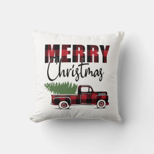 Rustic Farm Truck Christmas Home Decor Throw Pillow