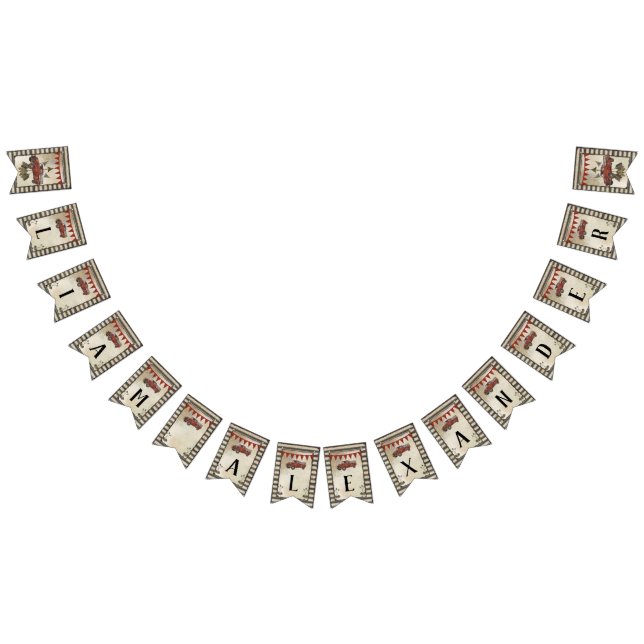 Rustic Farm Vintage Red Truck Boy Nursery Name Bunting Flags (All)