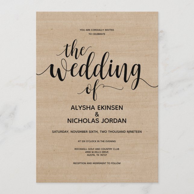 Rustic Farm Wedding Invitation Card (Front)