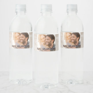 rustic farm western country barn wedding photo water bottle label