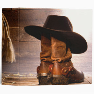 Rustic Farm western country barn wood cowboy boots Binder