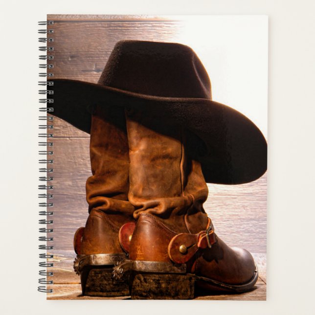 Rustic Farm western country barn wood cowboy boots Planner (Front)
