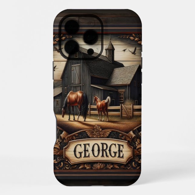 Rustic Farm With Horses iPhone Case (Back)