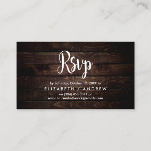 Rustic Farm Wood, White font, RSVP respond Enclosure Card