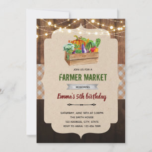 Rustic farmer market theme invitation
