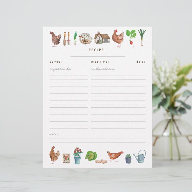 Rustic Farmers Market Chicken Recipe binder insert (Standing Front)
