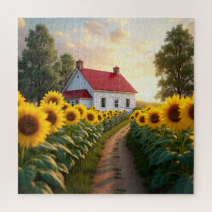 Rustic Farmhouse at Sunrise Jigsaw Puzzle