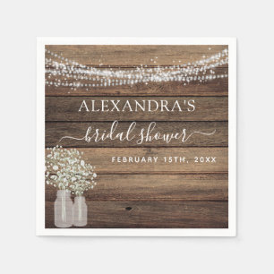Rustic Farmhouse Baby's Breath Jar Bridal Shower Napkin