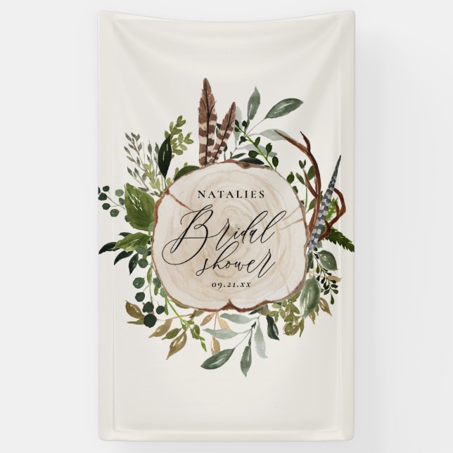 Rustic farmhouse barn botanical bridal shower banner (Vertical)