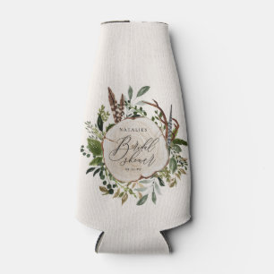 Rustic farmhouse barn botanical bridal shower bottle cooler