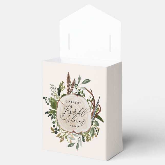 Rustic farmhouse barn botanical bridal shower favor box (Opened)