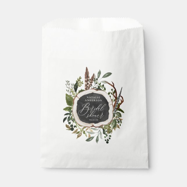 Rustic farmhouse barn botanical bridal shower favour bag (Front)
