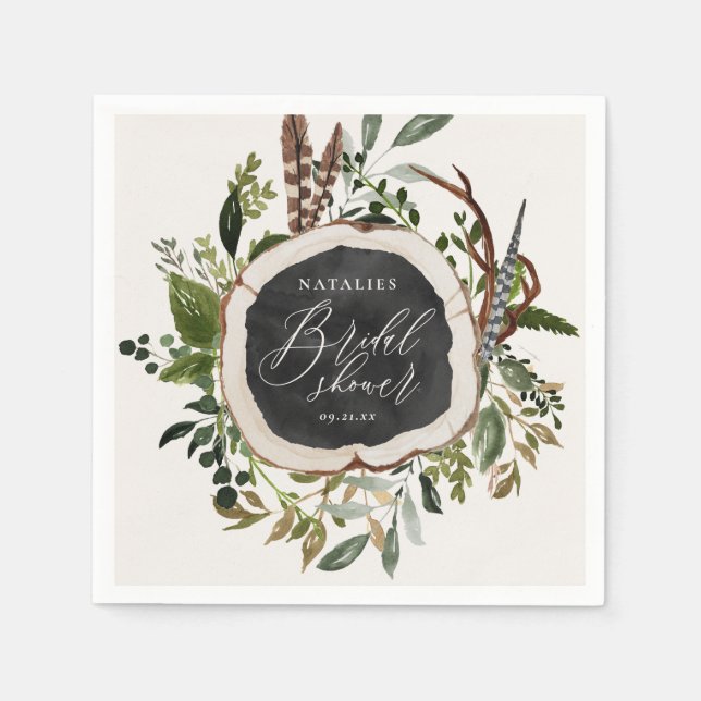 Rustic farmhouse barn botanical bridal shower napkin (Front)