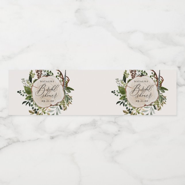 Rustic farmhouse barn botanical bridal shower  water bottle label (Single Label)