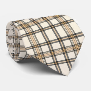 Rustic Farmhouse Beige and Brown Plaid Gift Tie