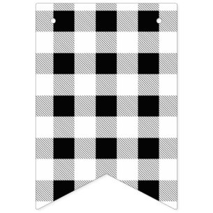 rustic farmhouse black white buffalo plaid party bunting flags