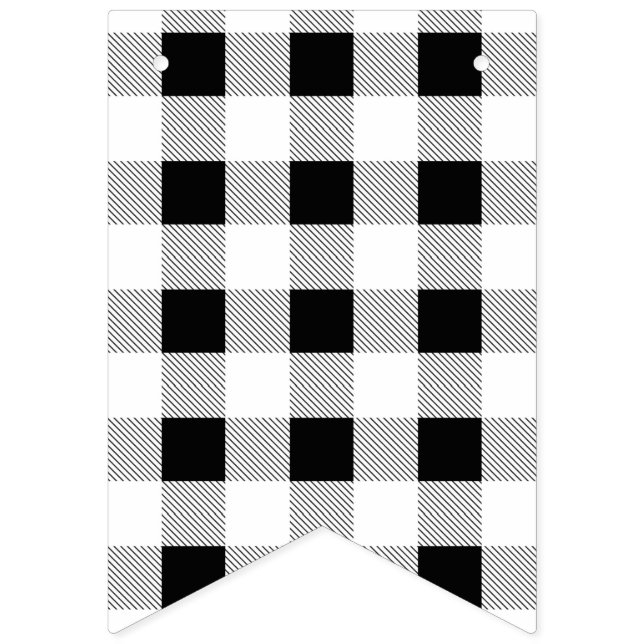rustic farmhouse black white buffalo plaid party bunting flags (First Flag)