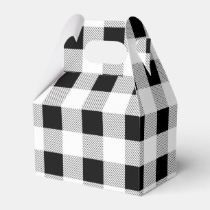 rustic farmhouse black white buffalo plaid party favor box