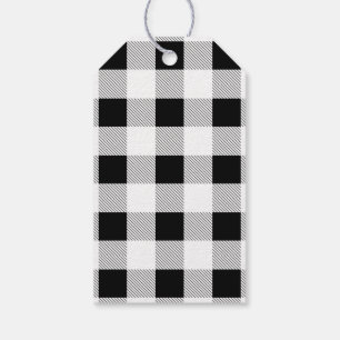 rustic farmhouse black white buffalo plaid party gift tags