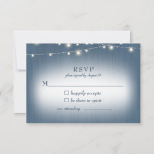 Rustic Farmhouse Blue Lights Wedding RSVP Card
