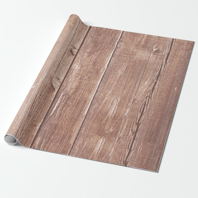 Rustic Farmhouse Bramble Wood Planks Decoupage Wrapping Paper (Unrolled)