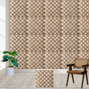 Rustic Farmhouse Brown and White Checkered Tile