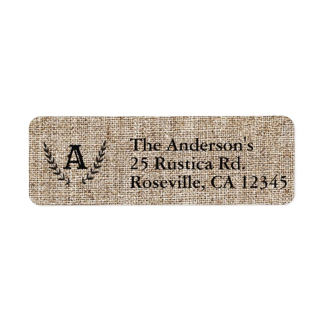 Rustic Farmhouse Burlap & Black Botanical Laurel (Front)
