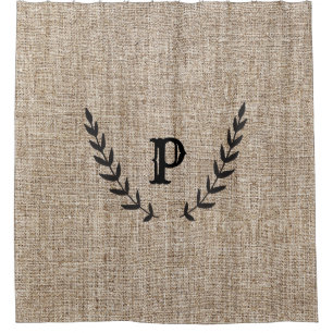 Rustic Farmhouse Burlap & Black Botanical Laurel