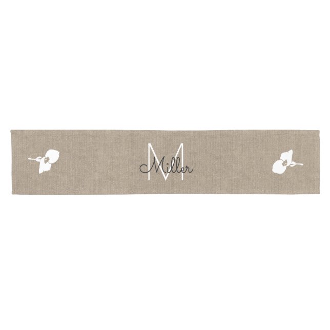 Rustic Farmhouse Burlap Linen Seedling Plant Short Table Runner (Horizontal)