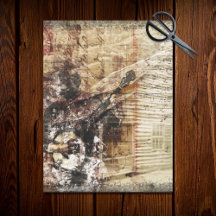 Rustic Farmhouse Cabin Banjo Player Decoupage
