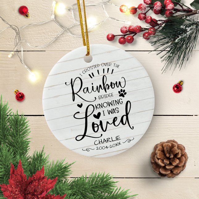 Rustic Farmhouse Cat Or Dog Pet Memorial Keepsake Ceramic Ornament (Creator Uploaded)