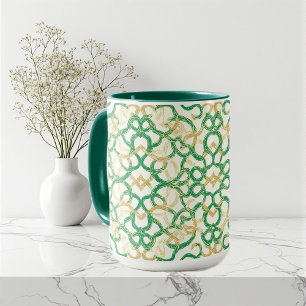 Rustic Farmhouse Celtic Design Vintage Art Green Mug