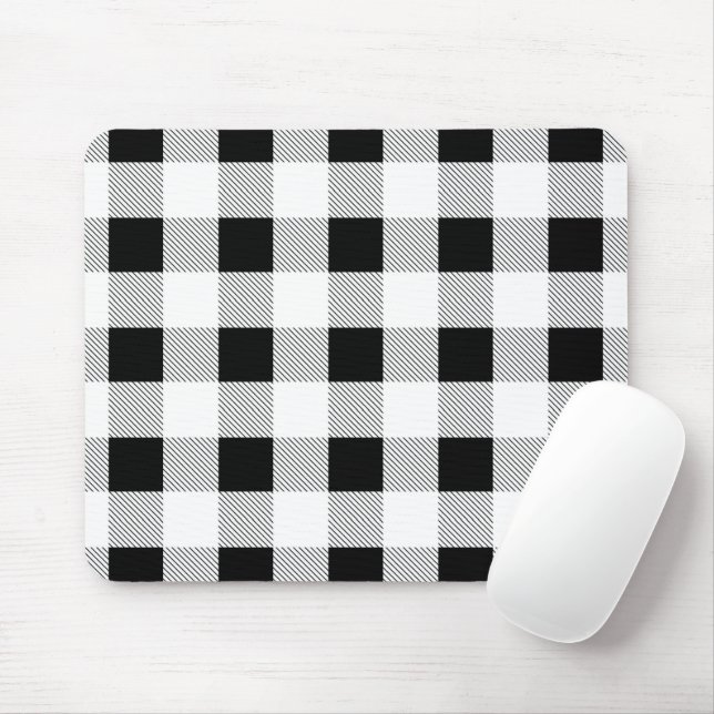 rustic farmhouse chic black and white plaid mouse pad (With Mouse)