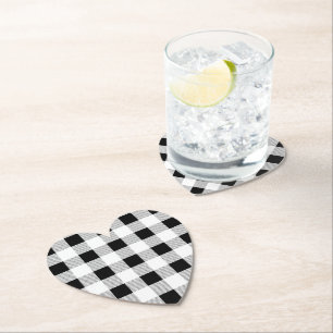 rustic farmhouse chic black and white plaid paper coaster