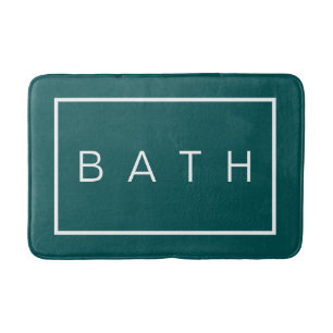 Rustic Farmhouse Chic Dark Teal White Bath Mat