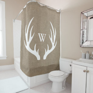 Rustic Farmhouse Chic Deer Antlers & Faux Burlap