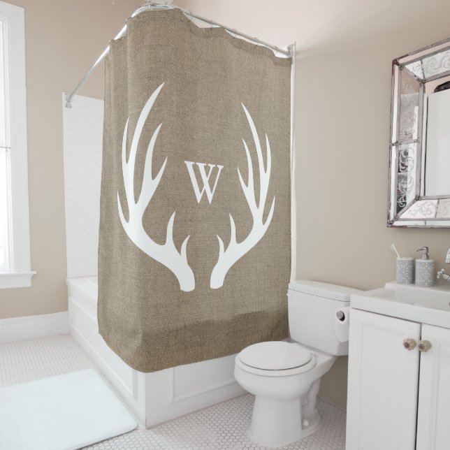 Rustic Farmhouse Chic Deer Antlers & Faux Burlap (In Situ)