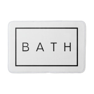 Rustic Farmhouse Chic White Black Simple Bath Mat