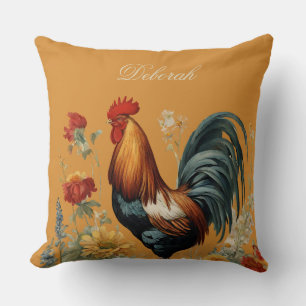 Rustic Farmhouse Chicken Custom Name Throw Pillow