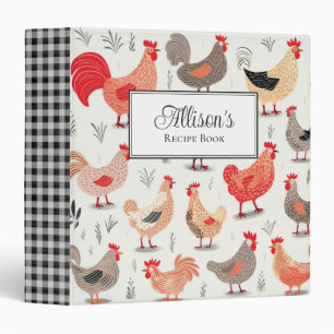 Rustic Farmhouse Chickens Vintage Recipe Custom Binder