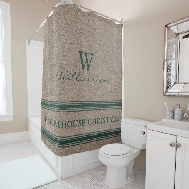 Rustic Farmhouse Christmas Ticking Burlap Shower  (In Situ)