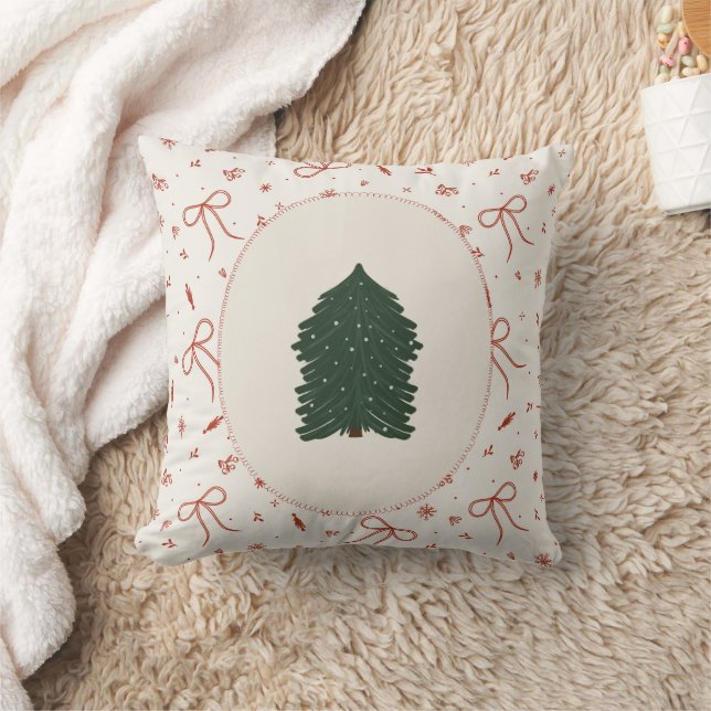 Rustic Farmhouse Christmas Tree Throw Pillow (Blanket)