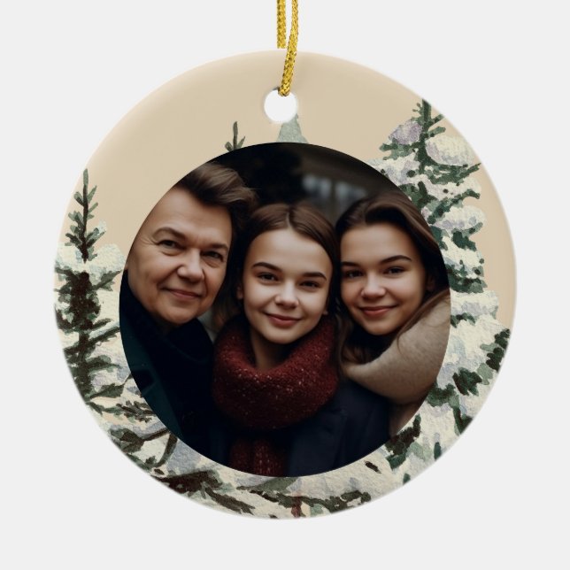 Rustic Farmhouse Country Christmas  Ceramic Ornament (Front)