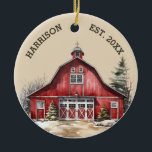 Rustic Farmhouse Country Christmas  Ceramic Ornament<br><div class="desc">A rustic watercolor barn makes these country Christmas ornaments perfect for farmhouse lovers and country dwellers. Easily customize to make a special gift this Christmas.</div>