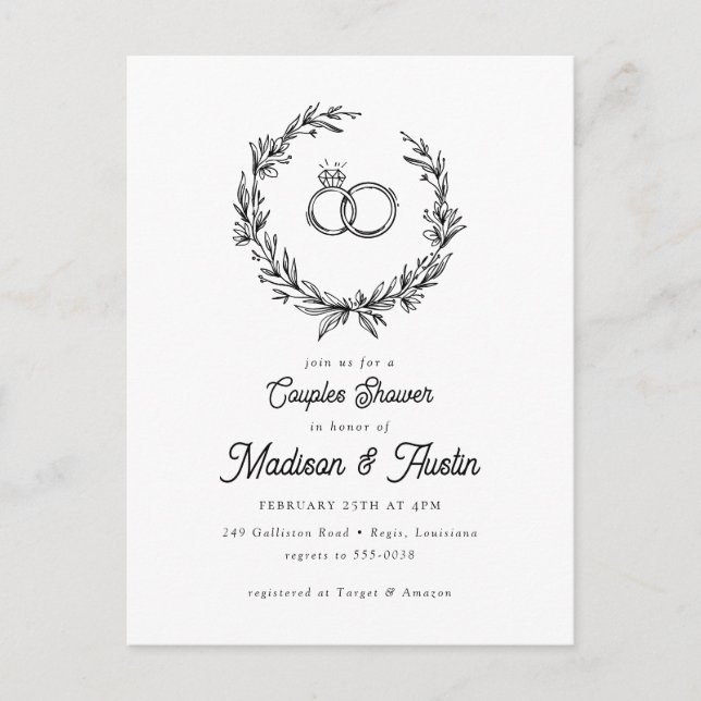 Rustic Farmhouse Couples Bridal Shower Invitation Postcard (Front)