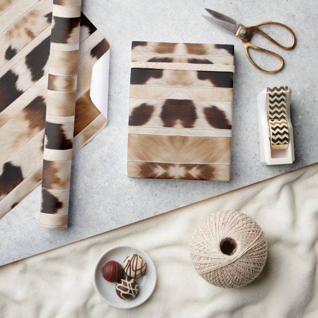 Rustic Farmhouse Cowboy Western Country Cow Print  Wrapping Paper (Crafts)