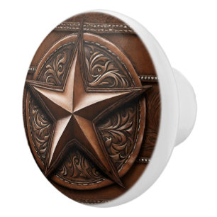 Rustic Farmhouse Cowboy Western Country Texas Star Ceramic Knob