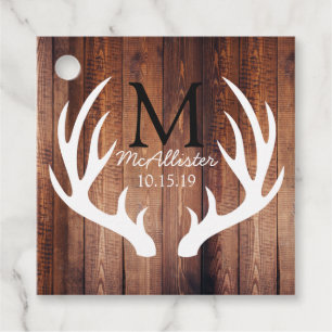Rustic Farmhouse Deer Antlers & Barn Wood Favour Tags