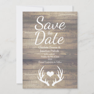 Rustic Farmhouse Deer Antlers Wedding Save The Date