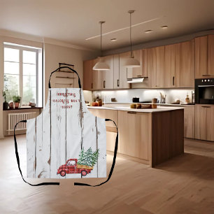 Rustic Farmhouse Distressed Wood Red Truck  Apron